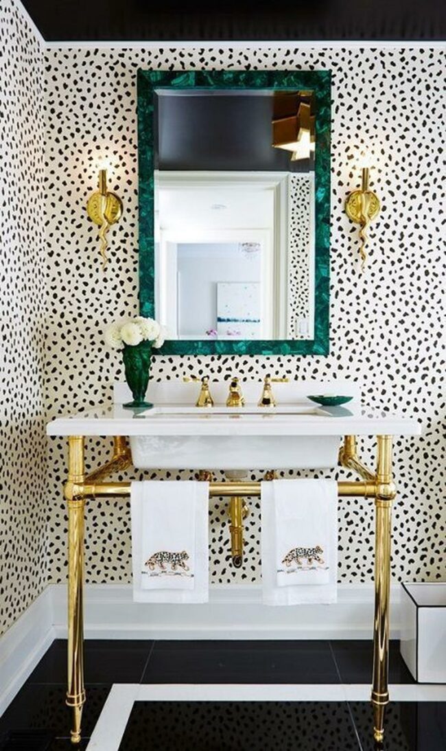 Leopard-Dotted Powder Room