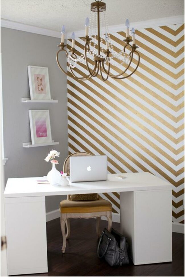 Gold Striped Accent Wall