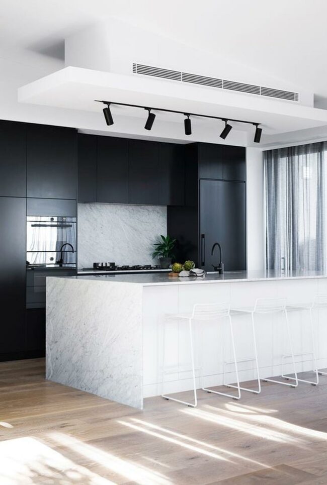 Black Marble Monochrome Kitchen
