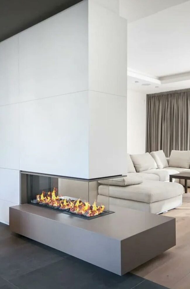 Pale Modern Fireplace Sanctuary