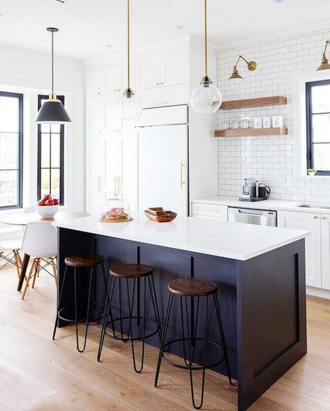 Monochrome Marble Kitchen Island