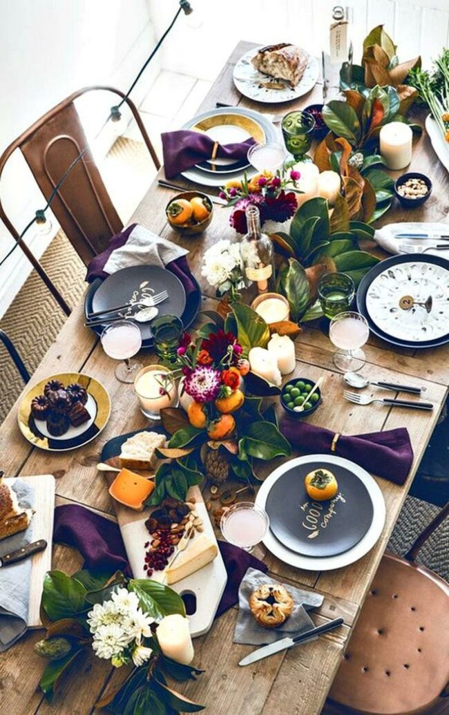 Purple Wooden Farmhouse Tablescape