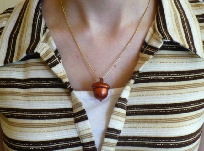 Golden Acorn Pendant Charm