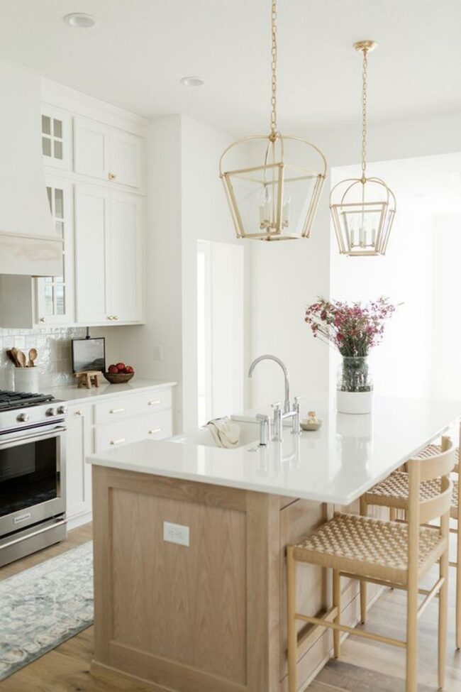 White Kitchen Golden Accents
