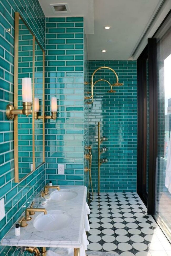 Teal Gold Luxury Bathroom