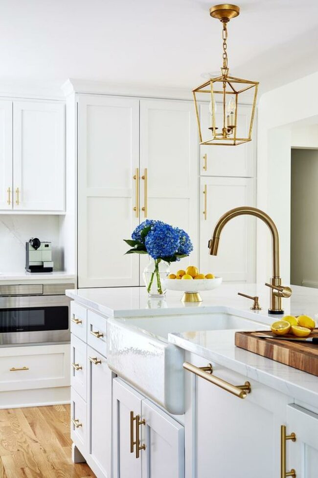 White Kitchen Gold Accents