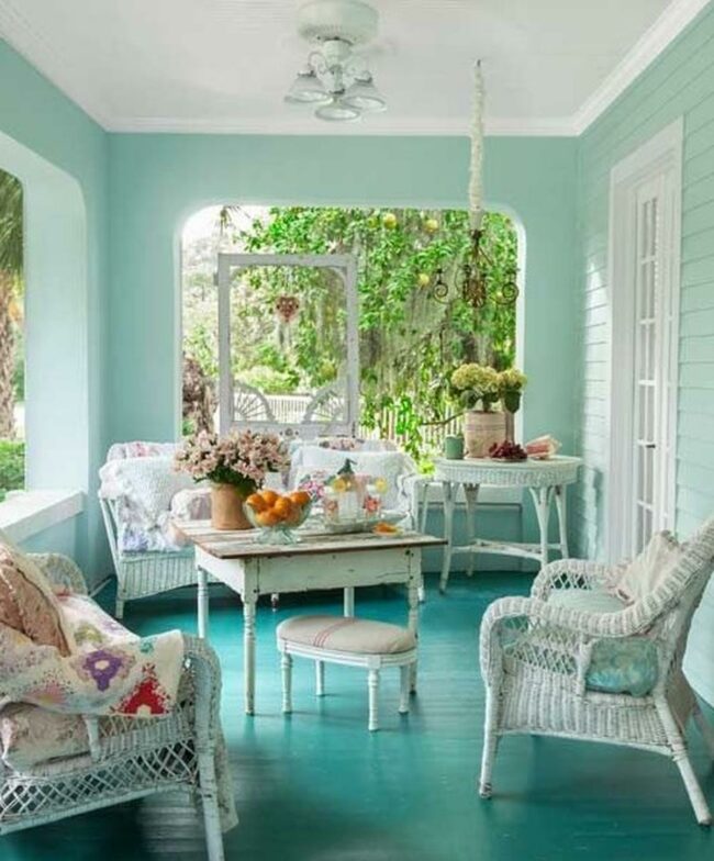 Seafoam Green Wicker Retreat
