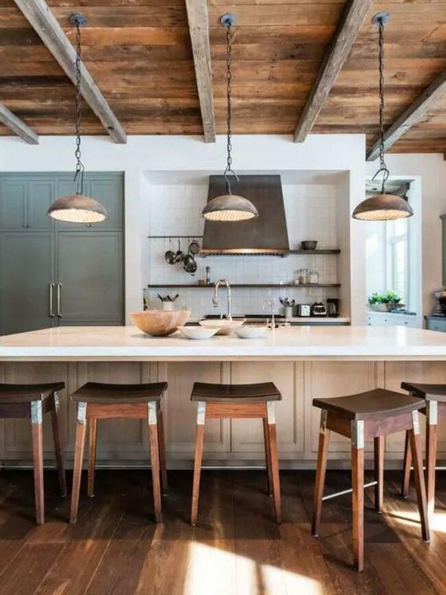 Wooden Beams Charcoal Kitchen
