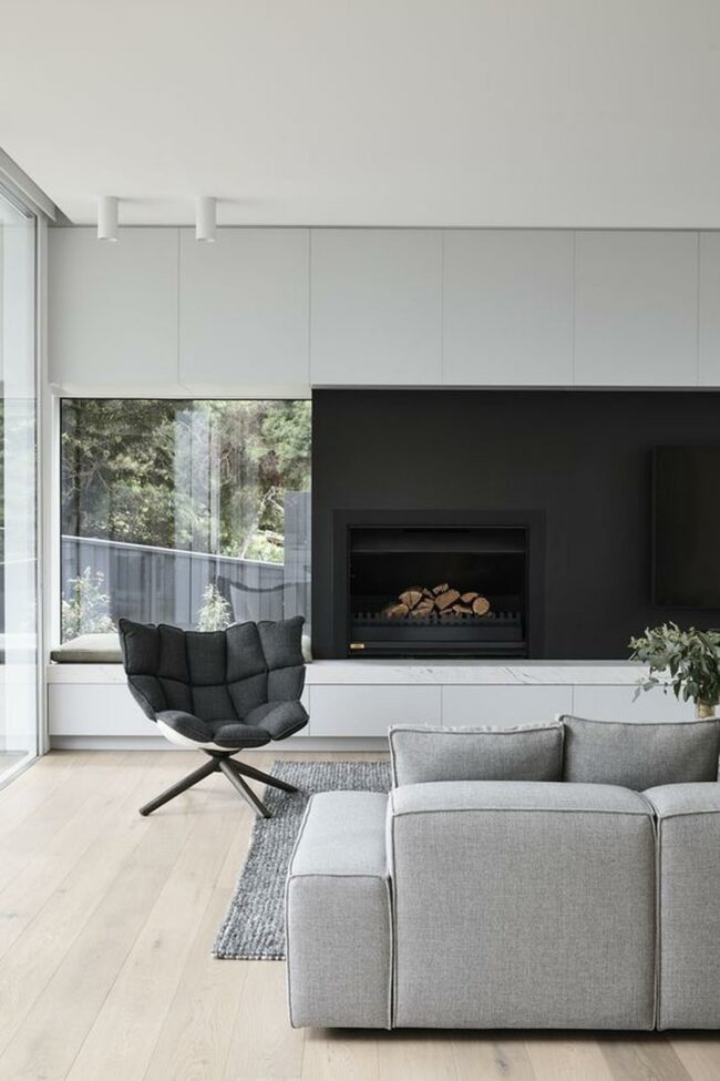 Monochrome Gray Fireplace Sanctuary