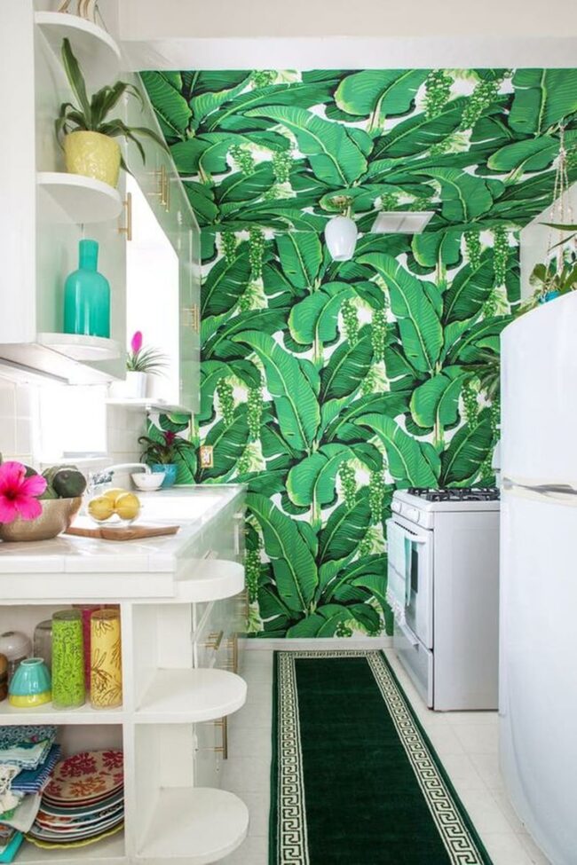 Green Leaf Wall Kitchen Splash