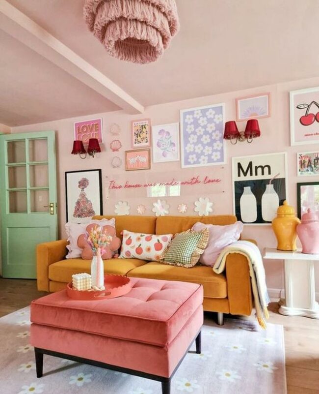 Fruity Pink Splash Living Room