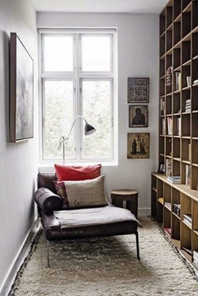 Leather Chaise Illuminated Library