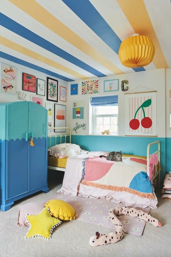 Whimsical Yellow Blue Stripes
