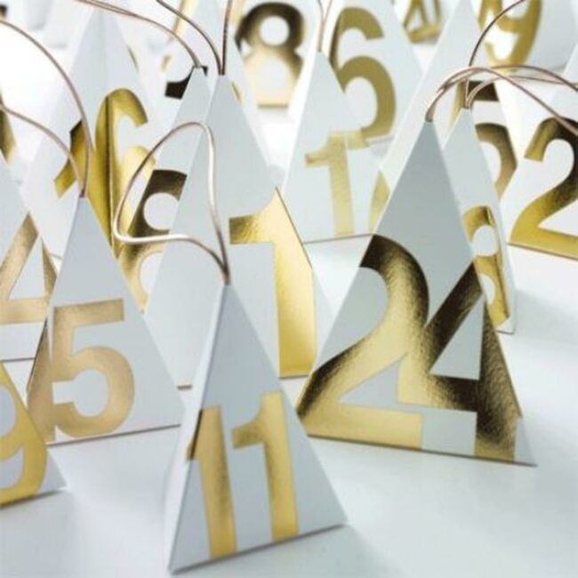 Gold-Numbered Pyramid Tags