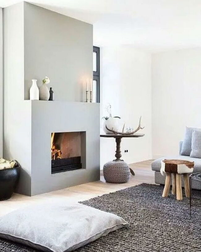 Antler Accent Gray Fireplace Retreat