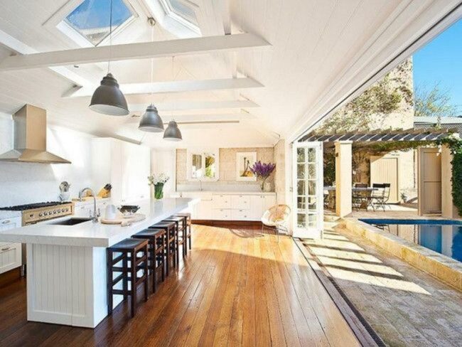 White Kitchen Pool Access