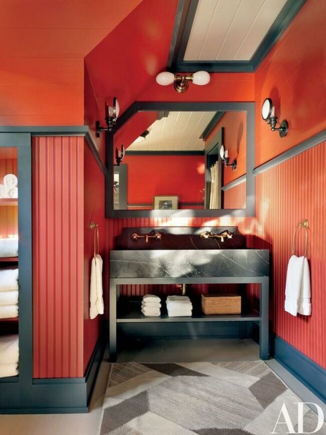 Crimson Contrast Bathroom