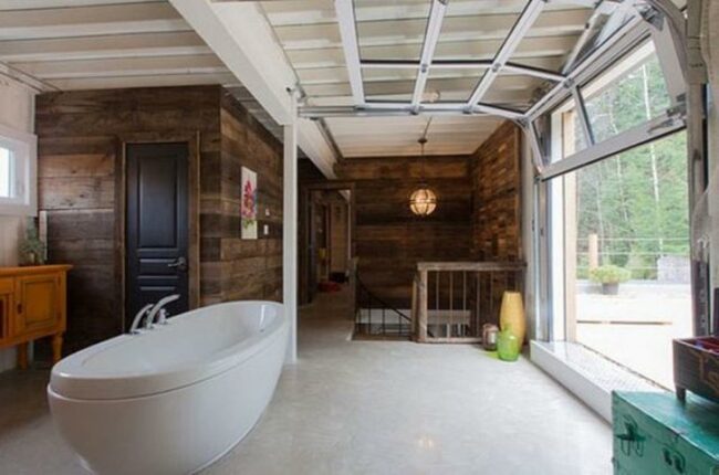 Sunlit Wood Sanctuary Bathroom