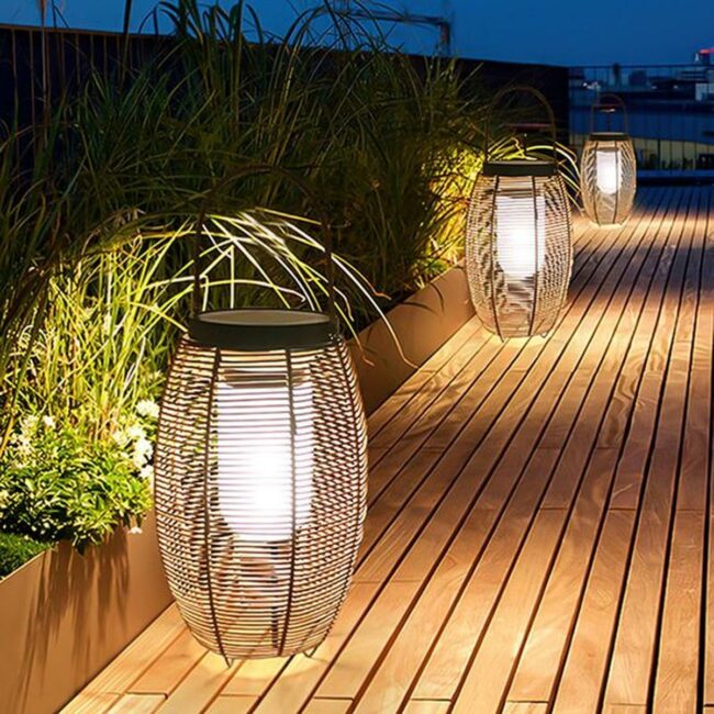 Amber Lanterns Wooden Deck