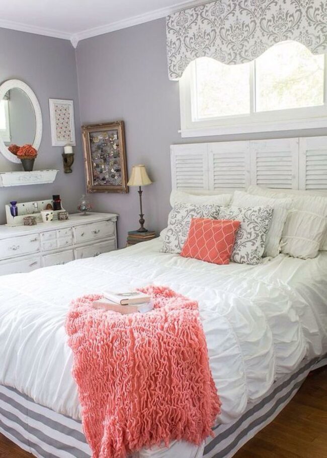 Coral Accent Shutter Bedroom