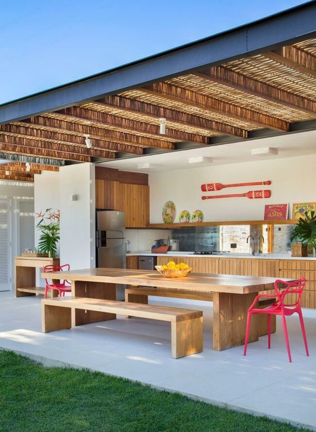 Red Accented Outdoor Kitchen