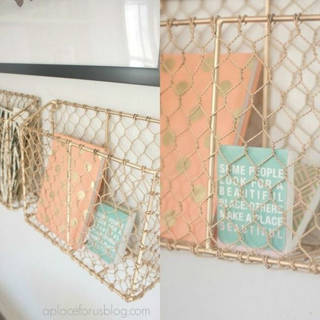 Golden Wire Wall Baskets