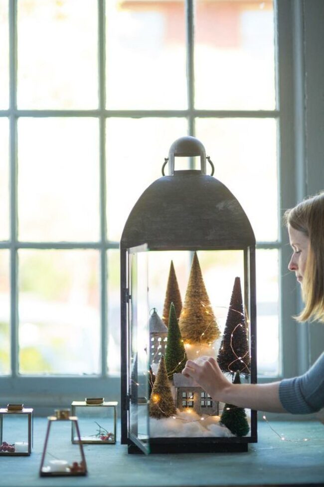 Midnight Winter Lantern Landscape