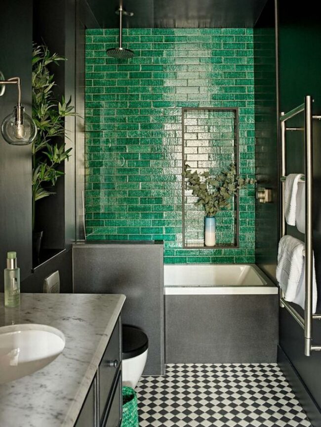 Emerald Shimmer Bathroom Allure