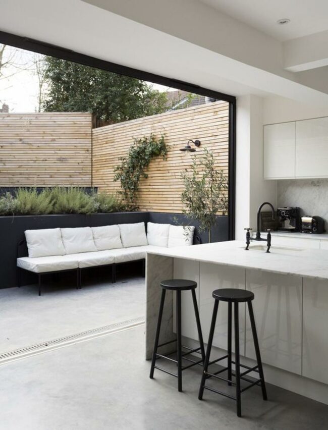 Bright White Kitchen-Patio Flow