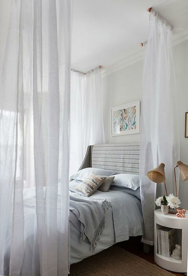 White Canopy Blue Bedroom