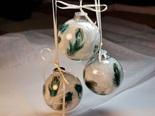 Whispered Feather Glass Ornaments