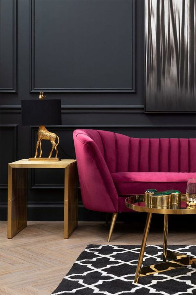 Pink Sofa Dark Walls