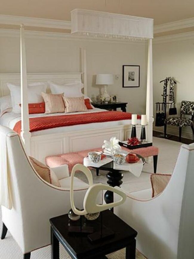 Orange-Red Accent Bedroom