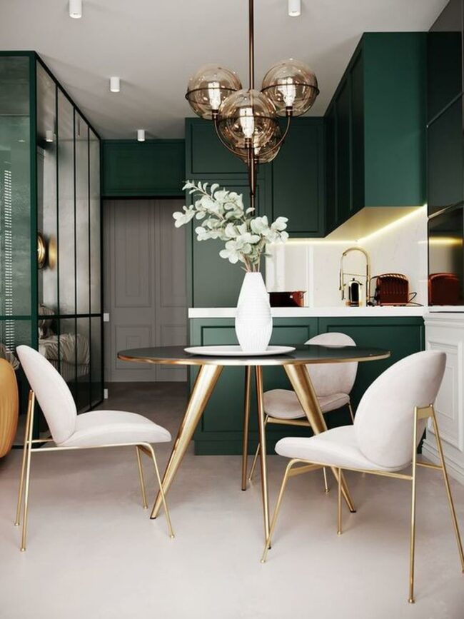 Emerald Kitchen Gold Accents
