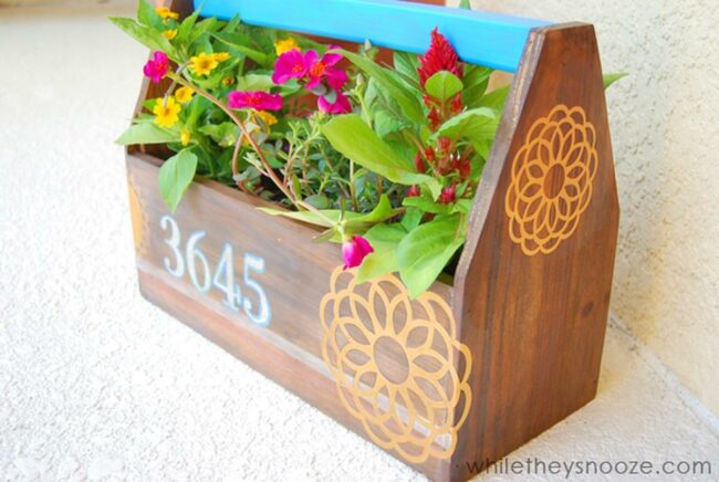 Blooming Blue-Handled Garden Box