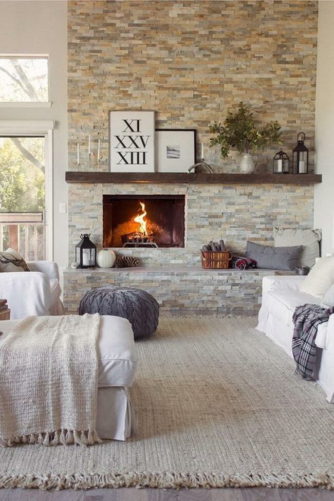 Stone Fireplace Glow