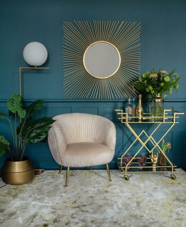 Teal Gold Sunburst Corner
