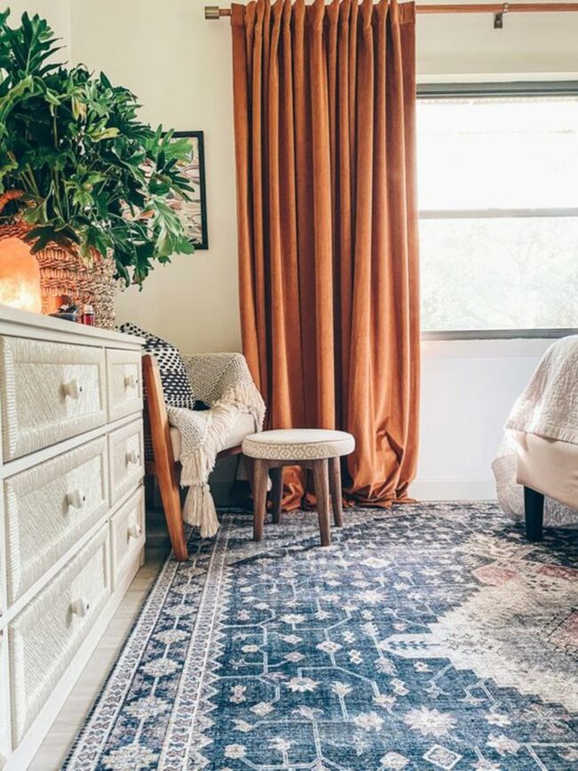 Burnt-Orange Curtains Commanding Attention