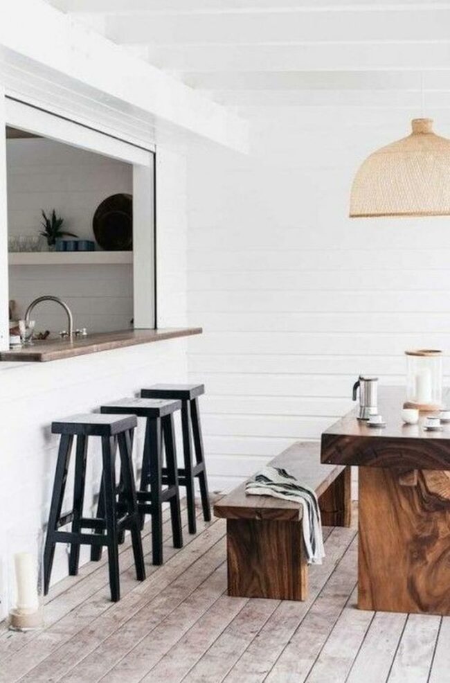Wooden Table Bright Kitchen