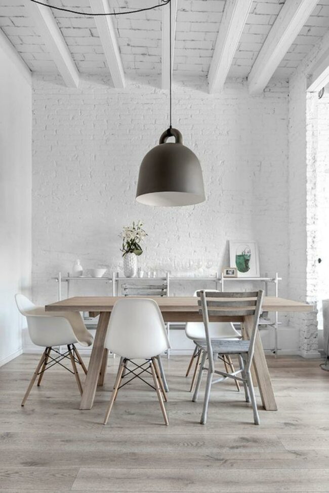 White Brick Modern Dining