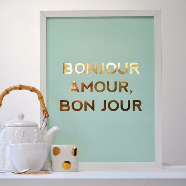 Blue Gold Bonjour Decor