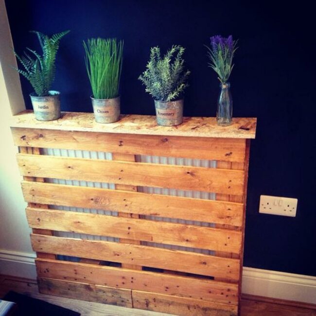 Blue Wall Botanical Pallet Shelf