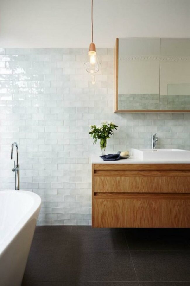 White Tiles Natural Wood Flow