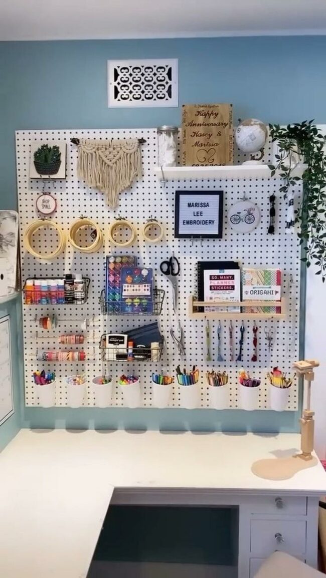 Colorful Craft Corner Pegboard
