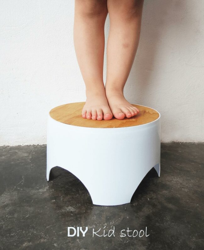 White Curved Kiddie Stool