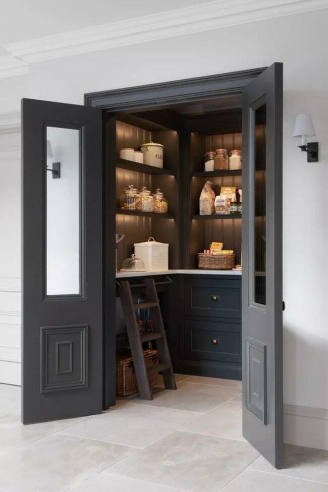 Charcoal Glass-Front Pantry