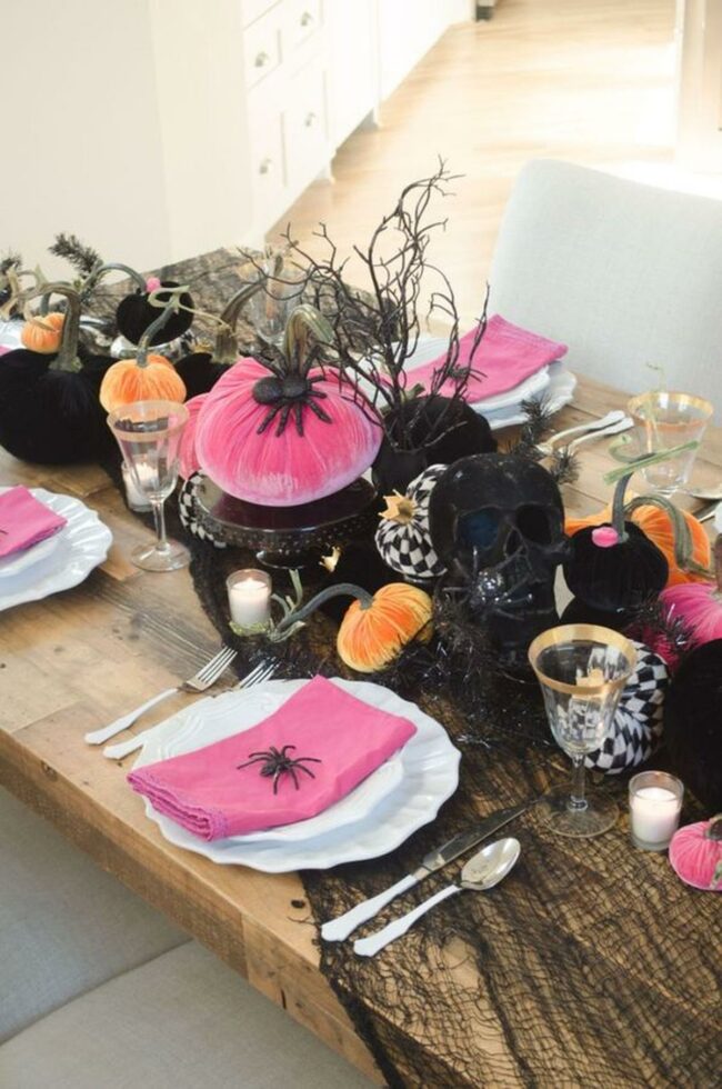 Spooky Pink Pumpkin Tablescape