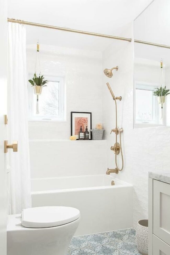 Gold-Accented White Bathroom