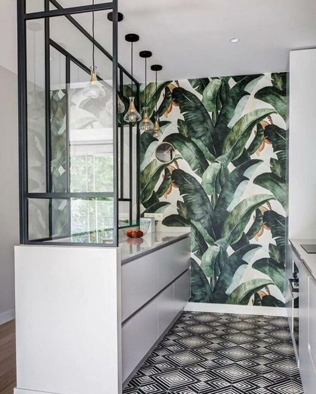 Green Leaf Geometric Kitchen
