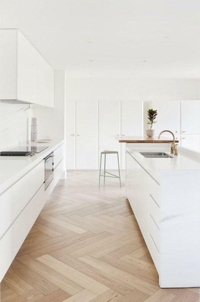 White Herringbone Kitchen Haven